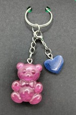 HANDMADE RESIN KEYCHAIN PINK BEAR WITH HEART K65