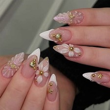 Elegant And Decorative Press On Artificial Nail Embossed Carve For Everyday Wear