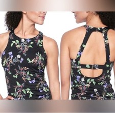 Athleta Maldives Gold Coast Floral High Neck Tankini Tennis Pickleball Hike 34D