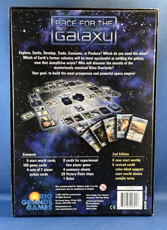 RACE FOR THE GALAXY 2nd Ed Board Game Tom Lehmann Rio Grande COMPLETE - Image 4 of 4