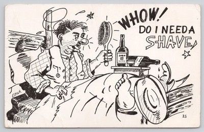 Shaving Barber Humor Comic Glacier Stationery MT Artist Signed Frick Postcard