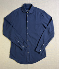 Mr Marvis Mens Navy Blue Long Sleeve Casual Shirt Cosmics Organic Cotton Small S