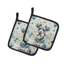 Caroline's Treasures Blue Lakeland Terrier Coastal Sea Glass Pair of Potholders