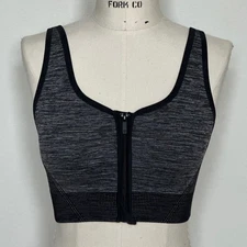 All in Motion Seamless Zip Front Sports Bra Heathered Gray Workout Size M