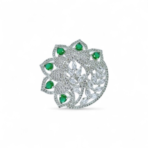 Bollywood Emerald Ring CZ & Americam diomond Ring Gift For Her (Ad Jewellery) - Picture 2 of 6