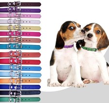 Pet Collar Set of 12 or 16 Adjustable ID Collars Leather for Puppy Medium Lar...