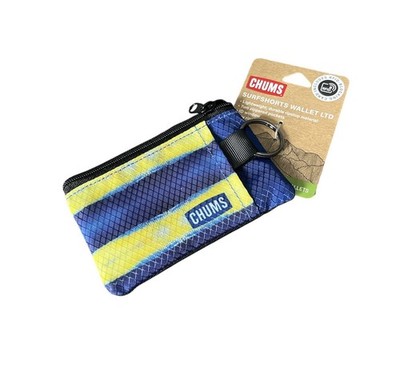 Chums Surfshorts Wallet YELLOW FIN w/ Key Ring,2 Zipper Pockets,ID Window New