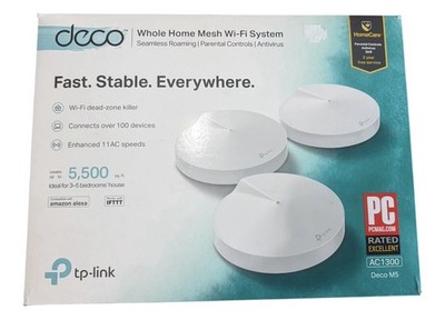 TP-Link Deco M5 AC1300 Mesh WiFi System 3-Pack Covers 5500 sq ft Works w Alexa