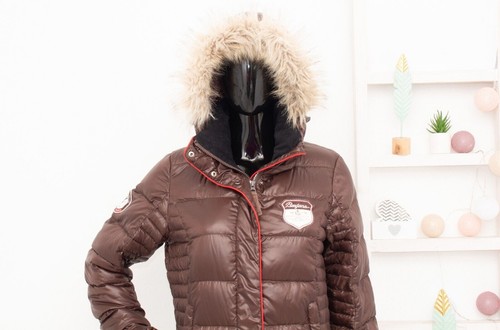 BERGANS Bodo Down Lady Coat Faux Fur Hooded Brown Puffer Parka Long Jacket S - Bild 4 von 10
