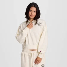 Champion Women's Long Sleeve Fleece 1/4 Snap Cropped Pullover