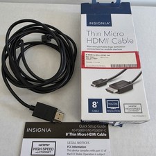 Insignia Thin Micro 8' HDMI To Micro HDMI Cable For Tablet Cell Phone Camera