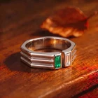 Mens Emerald Ring 925 Sterling Silver Signet Ring Handmade Ottoman Gift Him Ring