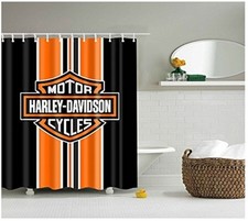Set of 2 - Bartori Harley Davidson Shower Curtains - 2 - Motorcycle Bathmats