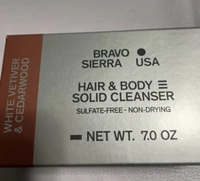 Bravo Sierra All-In-One Shampoo & Soap Bar for Men's Face, Hair & Body - White V
