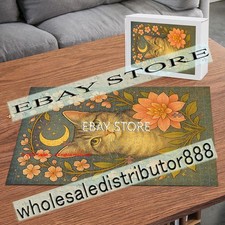 500 piece jigsaw puzzle Moon Meadow Floral Cat vivid feline