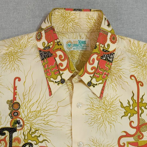 Batik Keris Shirt Mens M Short Sleeve Indonesia Abstract Dieties Festival Y2K - Picture 3 of 16