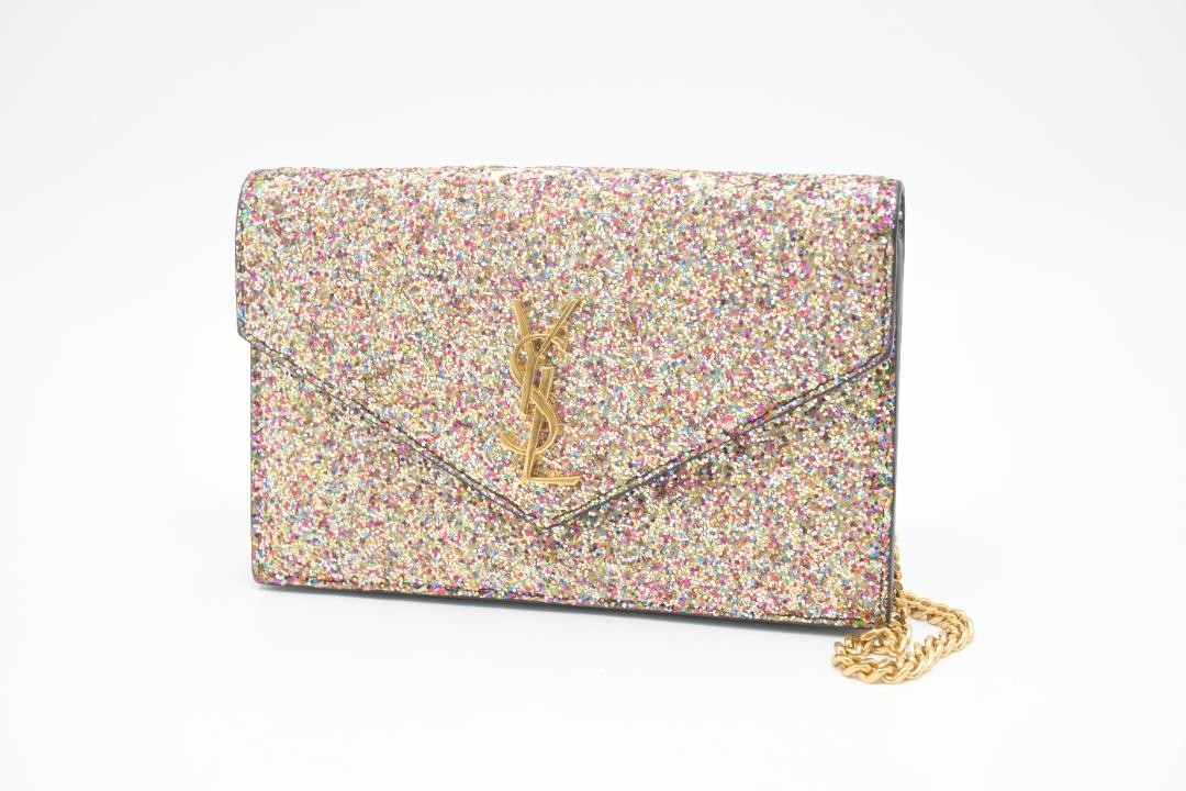 Borsa a tracolla Saint Laurent catena glitter tono oro ferramenta vintage