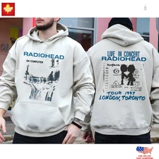 Radiohead OK Computer 90s Graphic Hoodie | Vintage Sand Pullover Sweatshirt