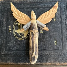 Hector Rascon Folk Art Carved Wood Angel 9" Primitive New Mexico Angeles