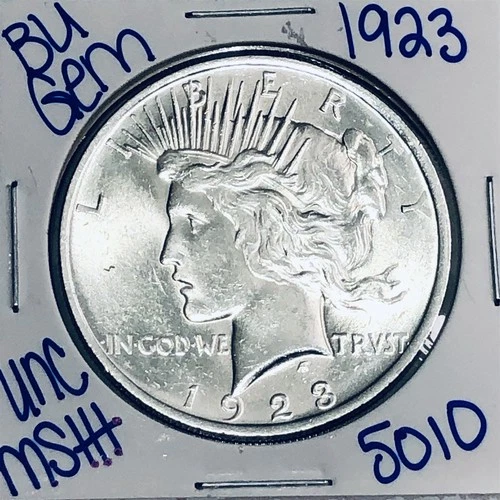 1923 BU UNCIRCULATED SILVER PEACE DOLLAR AUTHENTIC U.S. MINT FREE SHIPPING 5010