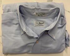 LL BEAN Men's Dress Shirt Traditional Fit Blue Solid Button Down Size 15 -33