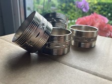 4 Vintage White Metal (not Tested But Cleans As Silver) Napkin Rings Mid 20th C