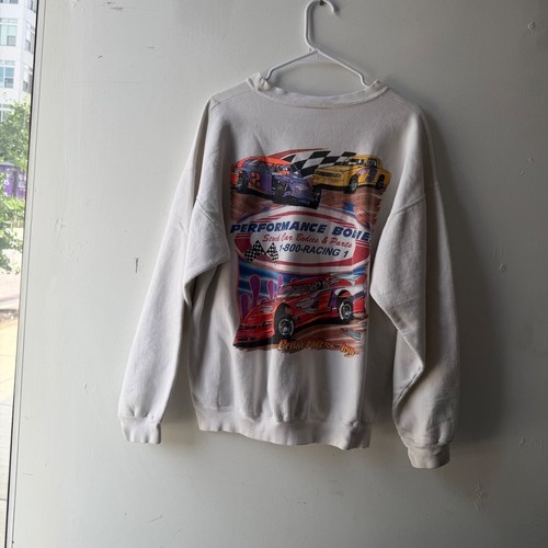 Vintage Performance Bodies Racing Sweatshirt White Graphic Crewneck Cedar Falls