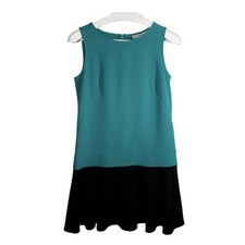 LOFT Colorblock Dress Size 2 Green Black Sleeveless Work Casual