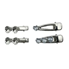 Bows Hair Clip Rhinestone Heart Clip Metal Duckbill Hair Clip Heart Barrettes