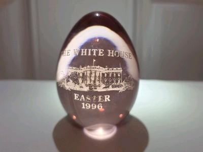 1996 Clinton White House Easter Egg Roll Pink Glass Egg