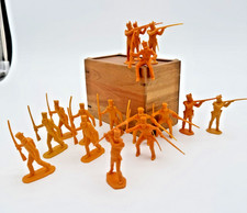 Marx 54 MM Alamo Mexican Shako Infantry Set 16 Orange Vintage Plastic Soldiers L