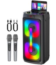 Karaoke Machine  Portable PA System with 2 Wireless Microphones, Bluetooth S...