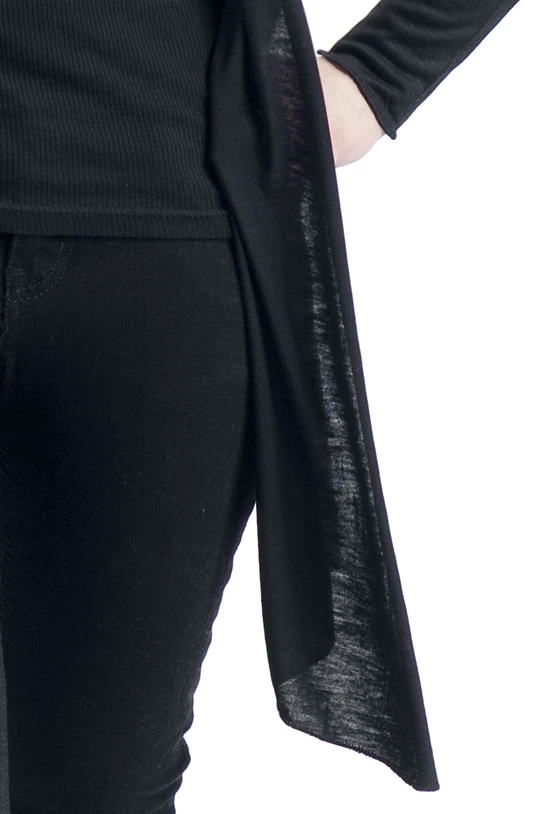 Black Premium by EMP Damen schwarzer langer Cardigan mit Kapuze - Bild 3 von 4