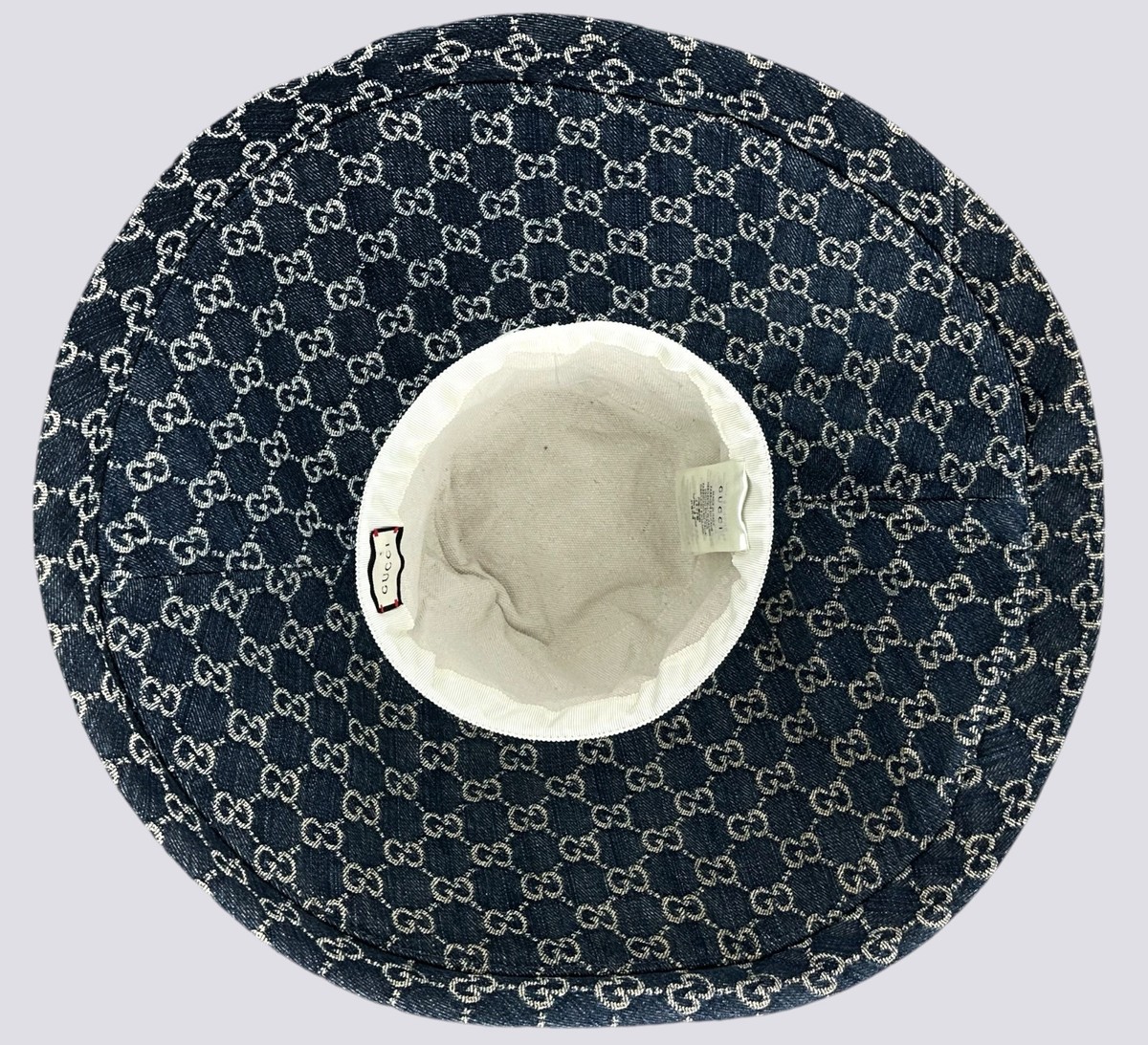 Ladies Gucci GG Monogram Canvas Jacquard Big Bucket Hat Wide Brim