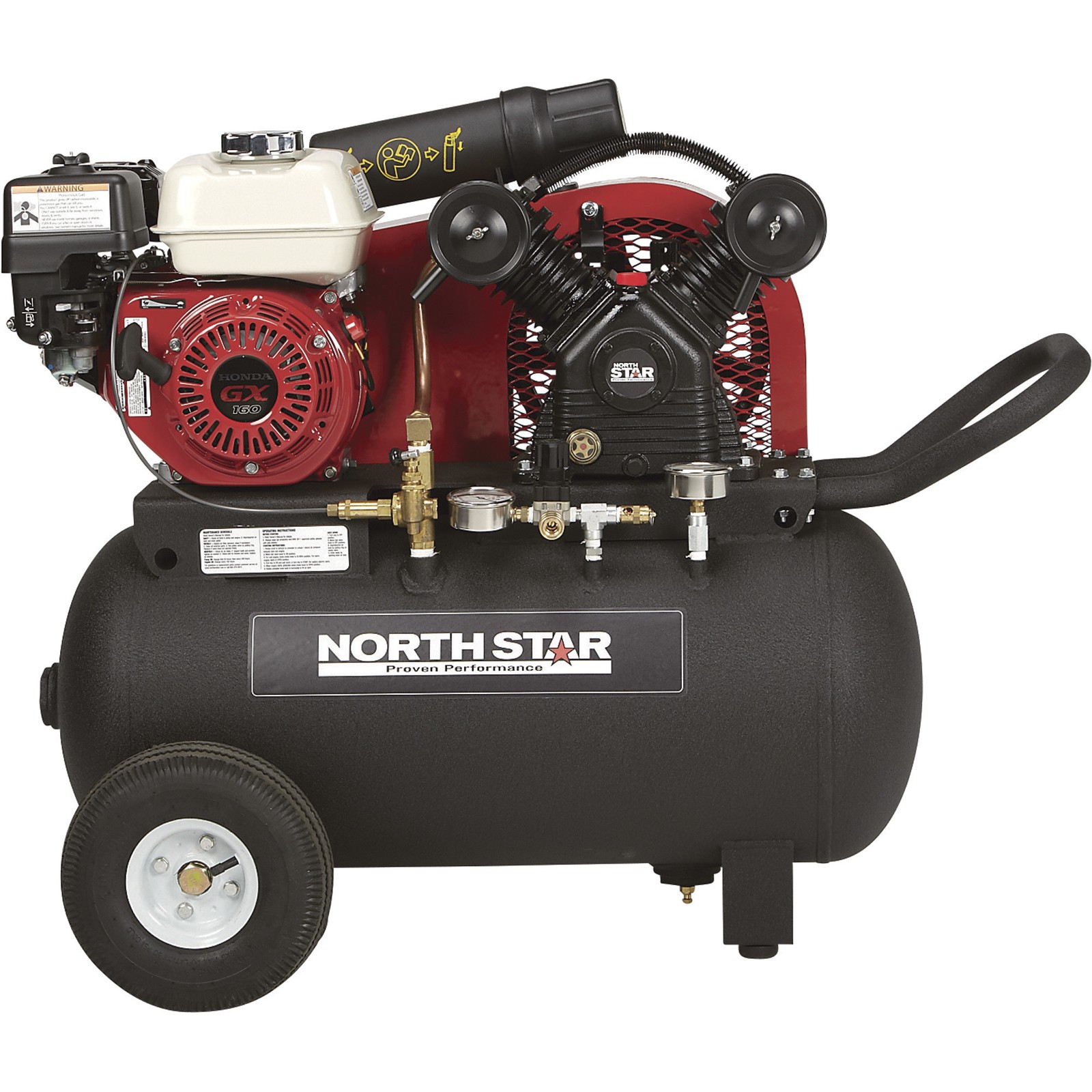 NorthStar Portable Gas-Powered Air Compressor, Honda 163cc GX160 OHV Engine,