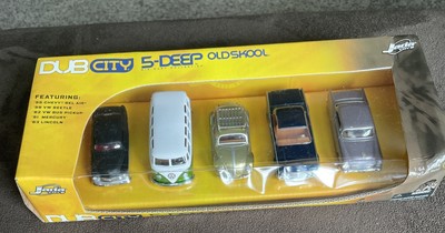 Jada 1/64 Dub City Old Skool 5 Deep 1959 VW, 62 VW Bus, 55 Chevy, 51 Mercury ETC