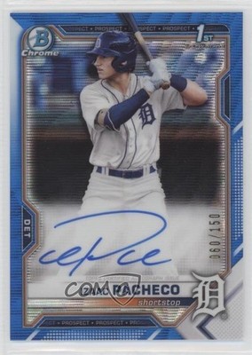 2021 Bowman Draft Chrome Pick Blue Wave Refractor 60/150 Izaac Pacheco Auto 15r3