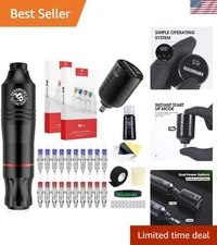 Atom Wireless Tattoo Pen Kit – Complete Tattoo Set with 20 Needles & Battery