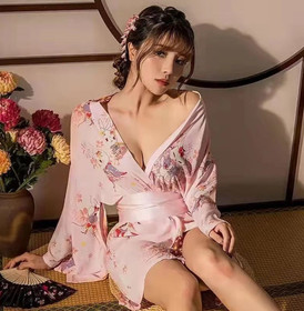 Women's Sexy Floral Kimono Nighties Robe Gown Lingerie Yukata Sleepwear Costume