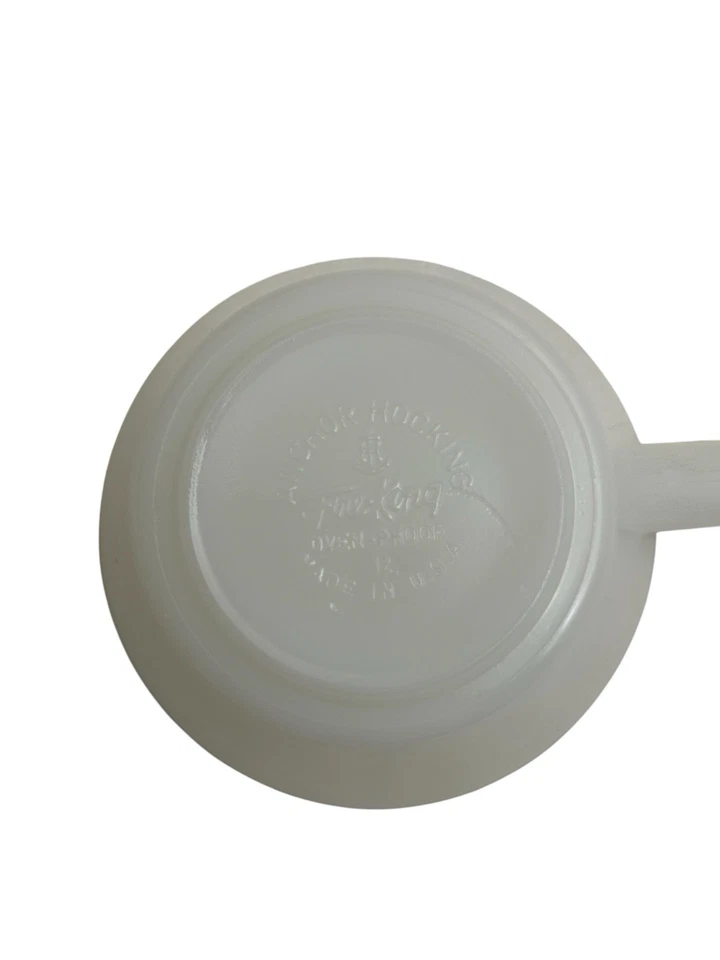 (2) Anchor Hocking Fire King Blanco Leche Vidrio Sopa Tazón Plato Mango Medio Centavo A4 Foto 2 de 4