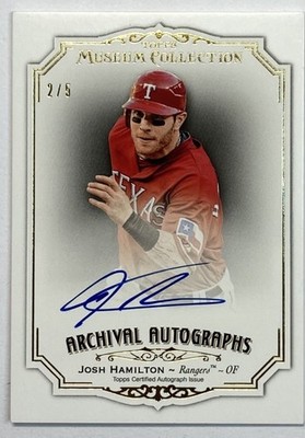 2012 Topps Museum Josh Hamilton Archival Auto 2/5 RARE Rangers On-Card Sign MLB