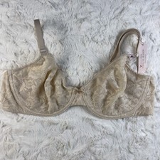 Victoria's Secret Body by Victoria Beige Floral Lace Unlined Demi Bra 34DD NWT