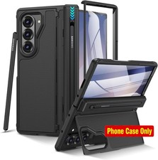 Case for Z Fold 6, Screen Protector, Invisible Kickstand, Black
