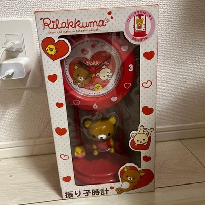 Rilakkuma Café Pendulum Clock, Red Heart Decor, W/ Rilakkuma & Kiiroitori