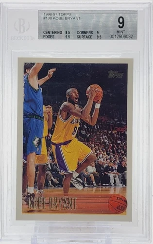 Kobe Bryant 1996-97 Topps #138 Beckett 9, Rookie Card, Beautiful