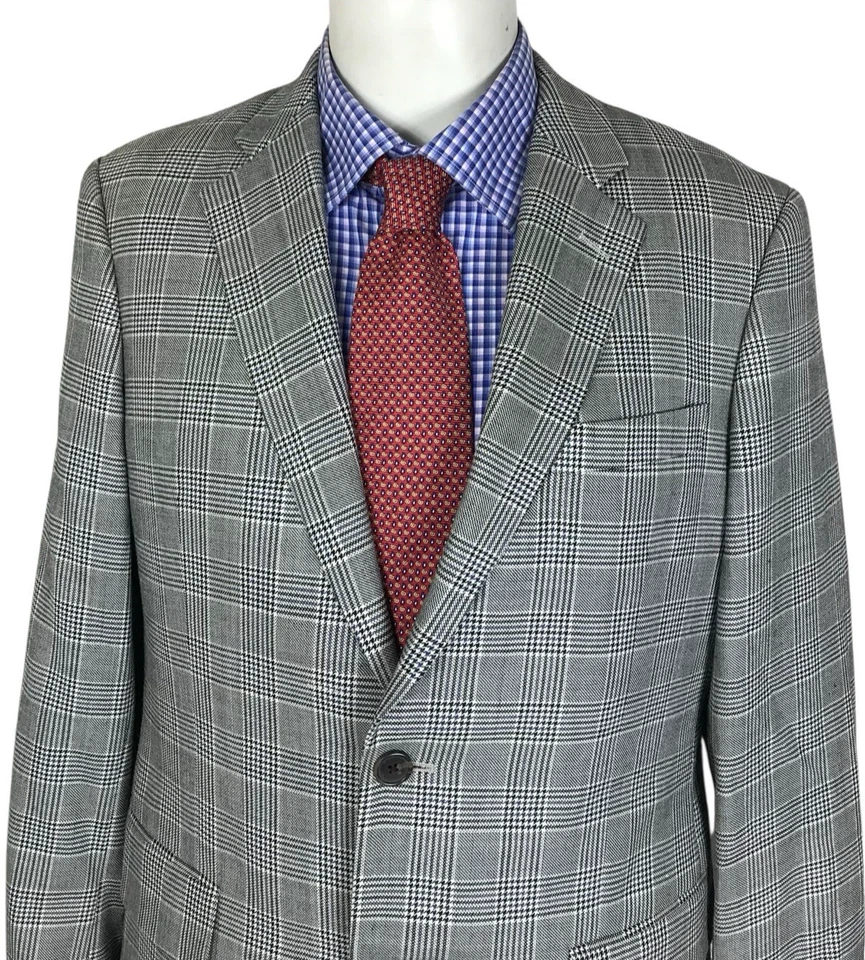 Nordstrom Sport coat Jacket Gray Glenplaid 2 Button SILK  Wool Blends Men’s 40R - Image 2 of 4