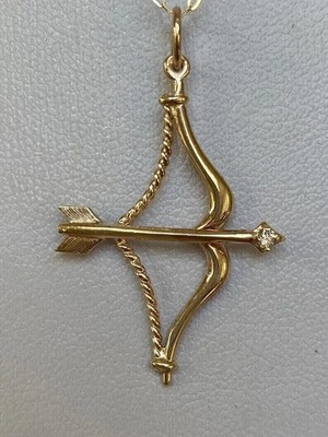 Women's Stunning Bow & Arrow Pendant Lab Craeted Diamond 14k Yellow Gold Plated