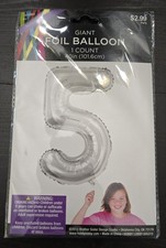 Giant Foil Balloon Number 5 NEW Silver Color 40"