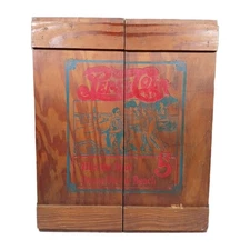 Vintage Drink Pepsi Cola All Wood Cassette Case Hanging Display Shelf Cabinet 