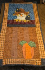 VINTAGE Thanksgiving Fall Pumpkin Scarecrow baby size quilt play mat HAND MADE
